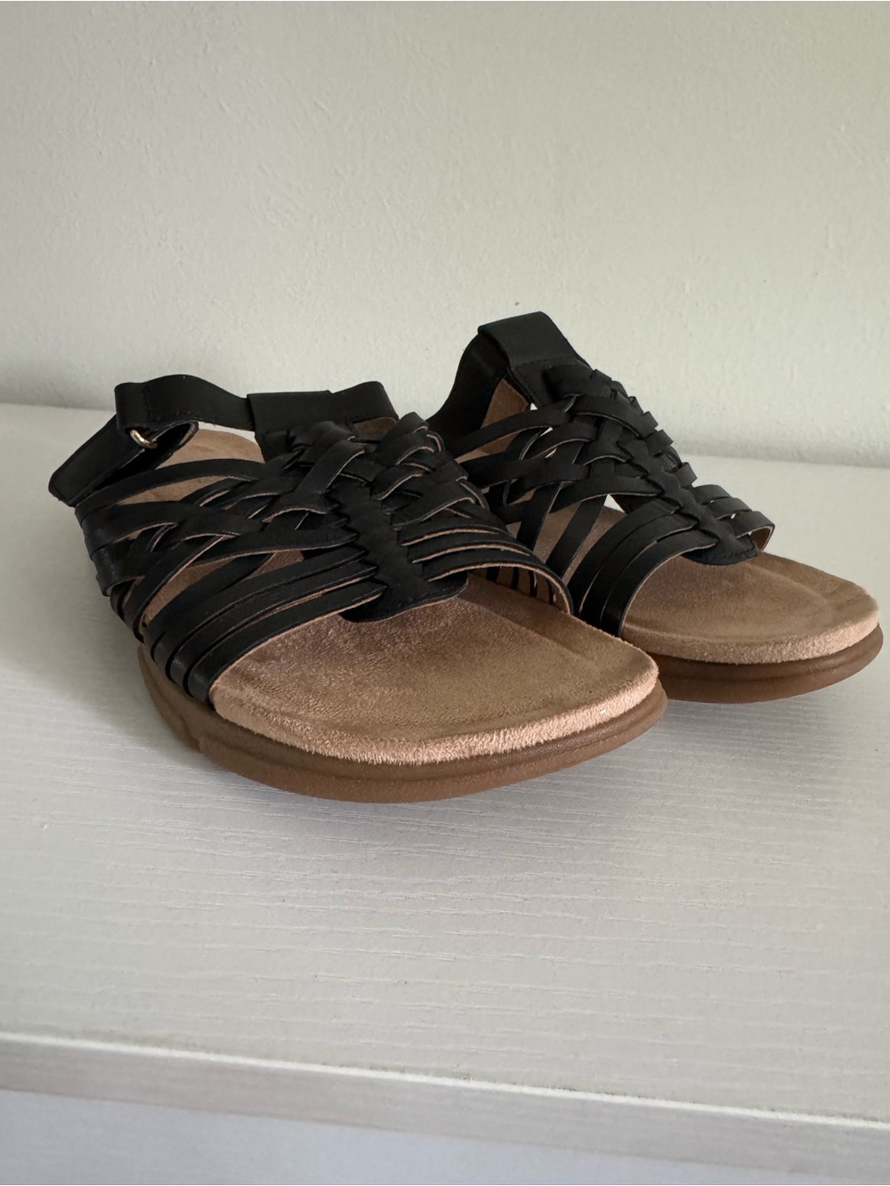 Easy Spirit Black Woven Strappy Sandals